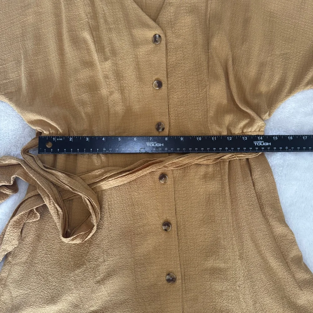 Calvin Klein Mustard Yellow Belted Wrap Dress Size 4 - Picture 10 of 11